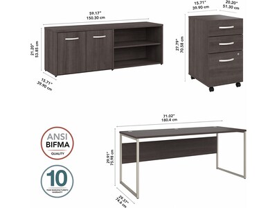 Bush Business Furniture Hybrid 72" W Computer Table Desk with Storage and Mobile File Cabinet Bundle, Storm Gray (HYB014SGSU)