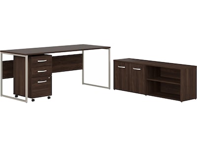 Bush Business Furniture Hybrid 72W Computer Table Desk with Storage and Mobile File Cabinet, Black