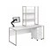 Bush Business Furniture Hybrid 72 W Computer Desk with Hutch, Mobile File Cabinet and Monitor Arm B
