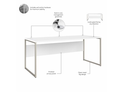 Bush Business Furniture Hybrid 72" W Computer Desk with Hutch, Mobile File Cabinet and Monitor Arm Bundle, White (HYB019WHSU)