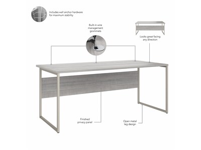 Bush Business Furniture Hybrid 72"W x 36"D Computer Table Desk with Metal Legs, Platinum Gray (HYD172PG)