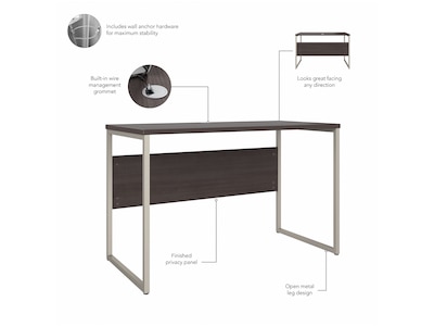 Bush Business Furniture Hybrid 48"W Computer Table Desk with Metal Legs, Storm Gray (HYD148SG)