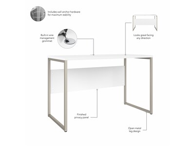 Bush Business Furniture Hybrid 48"W Computer Table Desk with Metal Legs, White (HYD148WH)