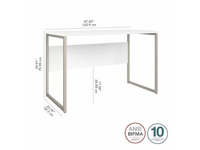 Bush Business Furniture Hybrid 48"W Computer Table Desk with Metal Legs, White (HYD148WH)
