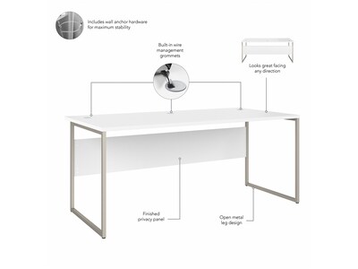 Bush Business Furniture Hybrid 72"W Computer Table Desk with Metal Legs, White (HYD172WH)