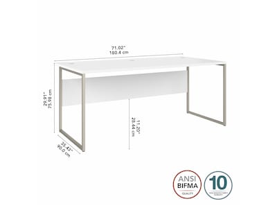 Bush Business Furniture Hybrid 72"W Computer Table Desk with Metal Legs, White (HYD172WH)
