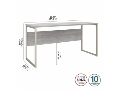 Bush Business Furniture Hybrid 60"W Computer Table Desk with Metal Legs, Platinum Gray (HYD260PG)