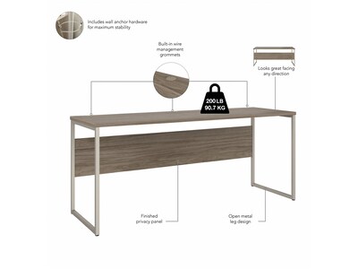 Bush Business Furniture Hybrid 72"W Computer Table Desk with Metal Legs, Modern Hickory (HYD272MH)