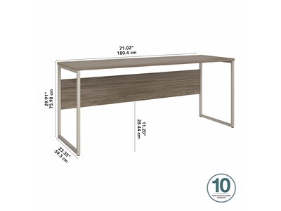 Bush Business Furniture Hybrid 72"W Computer Table Desk with Metal Legs, Modern Hickory (HYD272MH)