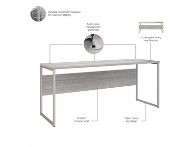 Bush Business Furniture Hybrid 72"W Computer Table Desk with Metal Legs, Platinum Gray (HYD272PG)