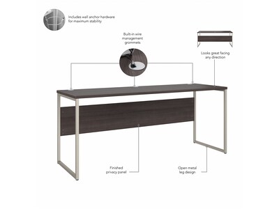 Bush Business Furniture Hybrid 72"W Computer Table Desk with Metal Legs, Storm Gray (HYD272SG)