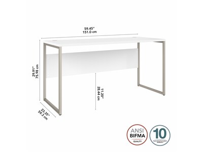 Bush Business Furniture Hybrid 60" W Computer Table Desk with Metal Legs, White (HYD260WH)