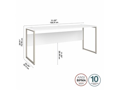 Bush Business Furniture Hybrid 72"W Computer Table Desk with Metal Legs, White (HYD272WH)