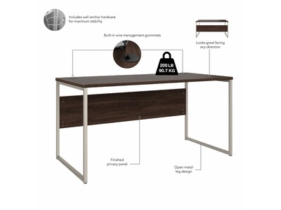 Bush Business Furniture Hybrid 60"W Computer Table Desk with Metal Legs, Black Walnut (HYD360BW)