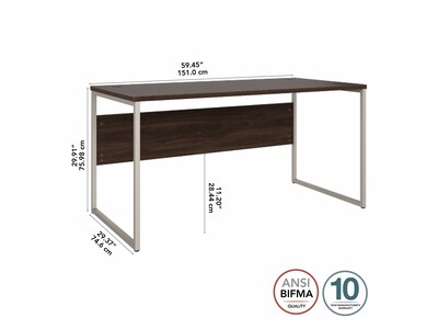 Bush Business Furniture Hybrid 60"W Computer Table Desk with Metal Legs, Black Walnut (HYD360BW)