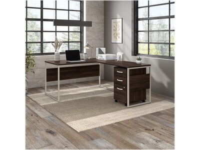 Bush Business Furniture Hybrid 60"W Computer Table Desk with Metal Legs, Black Walnut (HYD360BW)