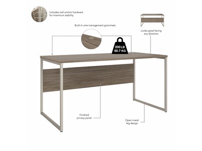 Bush Business Furniture Hybrid 60"W Computer Table Desk with Metal Legs, Modern Hickory (HYD360MH)