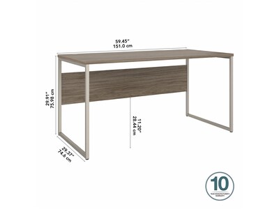 Bush Business Furniture Hybrid 60"W Computer Table Desk with Metal Legs, Modern Hickory (HYD360MH)