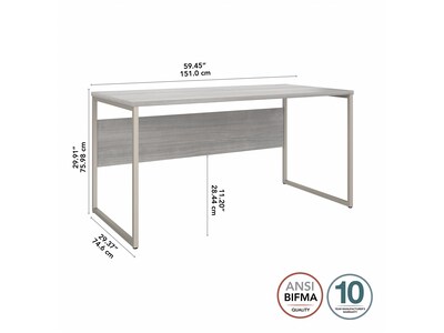 Bush Business Furniture Hybrid 60"W Computer Table Desk with Metal Legs, Platinum Gray (HYD360PG)