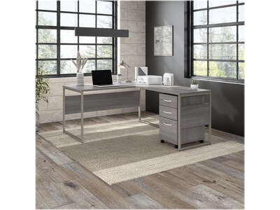 Bush Business Furniture Hybrid 60"W Computer Table Desk with Metal Legs, Platinum Gray (HYD360PG)