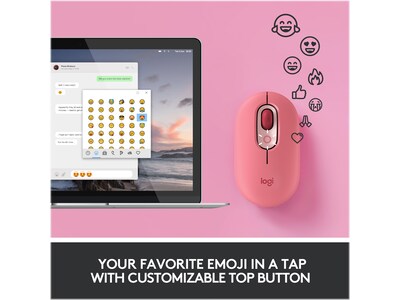 Logitech POP Wireless Ambidextrous Optical Mouse, Heartbreaker (910-006545)