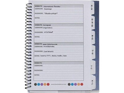 RE-FOCUS THE CREATIVE OFFICE 5.5" x 7" Small Password Keeper Book, Black (11003)