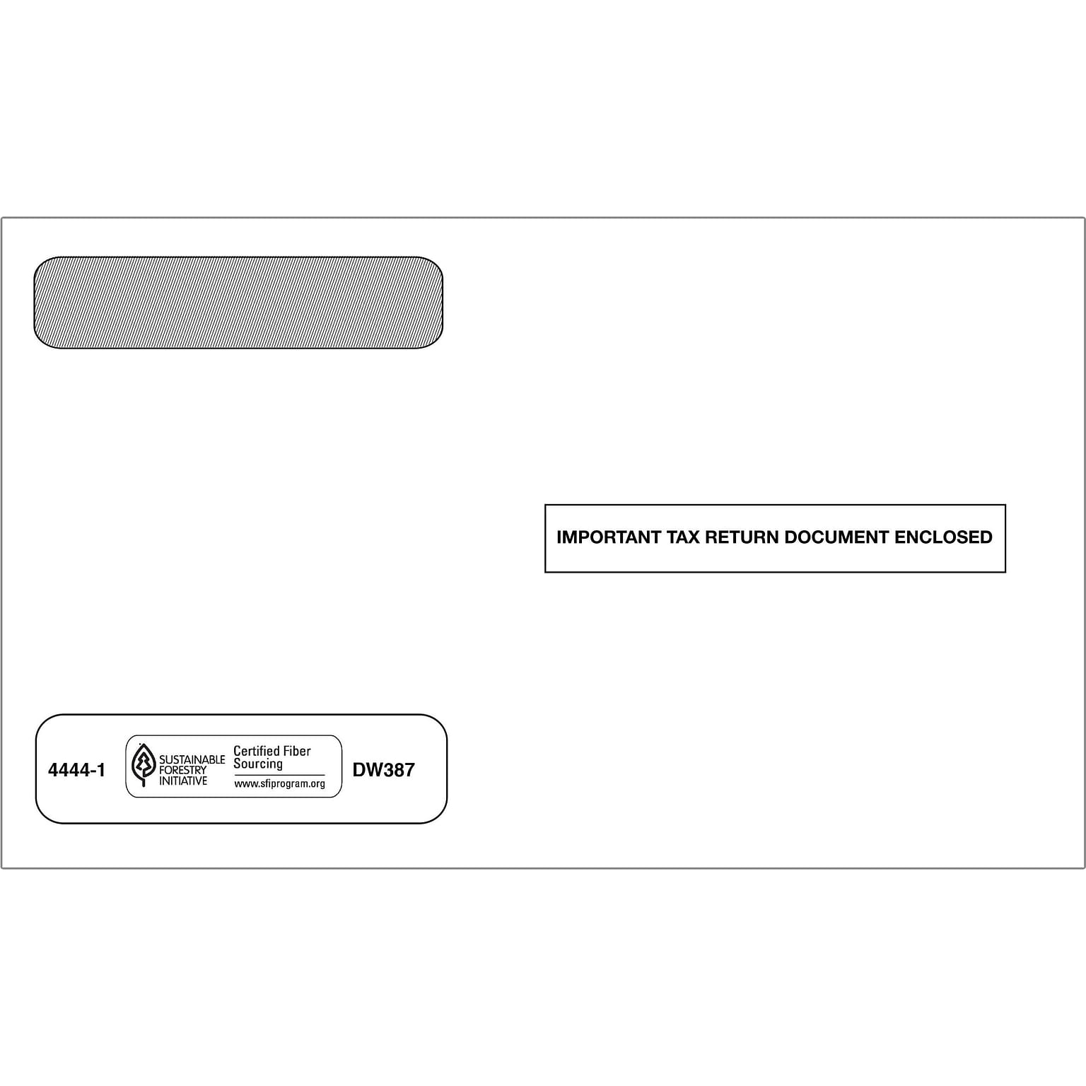 ComplyRight Moistenable Glue Security Tinted Double-Window Tax Envelopes, 5 5/8 x 9, 50/Pack (4444150)