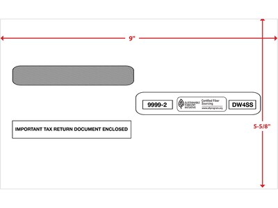 ComplyRight Self Seal Security Tinted Double-Window Tax Envelopes, 5 5/8 x 9, 50/Pack (9999250)