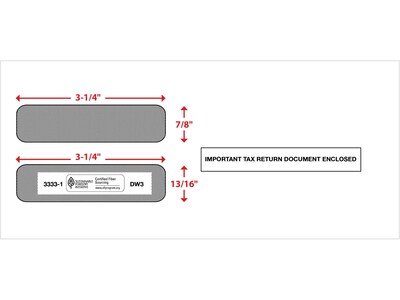 ComplyRight Moistenable Glue Security Tinted Double-Window Tax Envelopes, 3 7/8" x 8.5", 50/Pack (3333150)