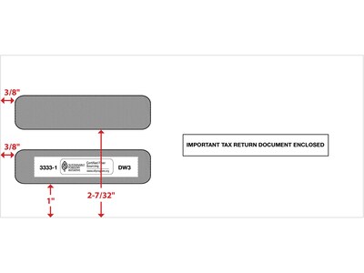 ComplyRight Moistenable Glue Security Tinted Double-Window Tax Envelopes, 3 7/8" x 8.5", 50/Pack (3333150)