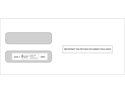 ComplyRight Self Seal Security Tinted Double-Window Tax Envelopes, 3 7/8 x 8.5, 50/Pack (3333250)