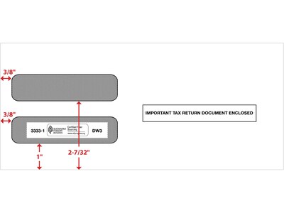ComplyRight Self Seal Security Tinted Double-Window Tax Envelopes, White, 50/Pack (3333250)