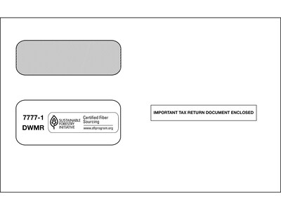 ComplyRight Moistenable Glue Security Tinted Double Window Tax Envelopes, 5 5/8 x 9, 50/Pack (1095