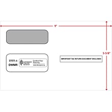 ComplyRight Moistenable Glue Security Tinted Double Window Tax Envelopes, 5 5/8 x 9, 50/Pack (1095