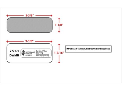 ComplyRight Moistenable Glue Security Tinted Double Window Tax Envelopes, 5 5/8" x 9", 50/Pack (1095CENV50)