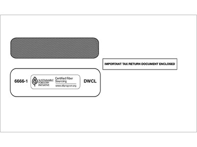 ComplyRight Moistenable Glue Security Tinted Double-Window Tax Envelopes, 5 5/8 x 9.25, 50/Pack (6