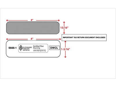 ComplyRight Moistenable Glue Security Tinted Double-Window Tax Envelopes, 5 5/8" x 9.25", 50/Pack (6666150)