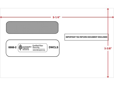 ComplyRight Self Seal Security Tinted Double-Window Tax Envelopes, 5 5/8" x 9.25", 25/Pack (6666225)