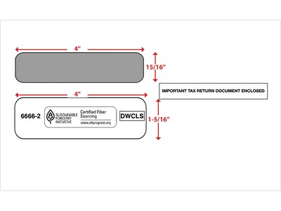 ComplyRight Self Seal Security Tinted Double-Window Tax Envelopes, 5 5/8" x 9.25", 25/Pack (6666225)