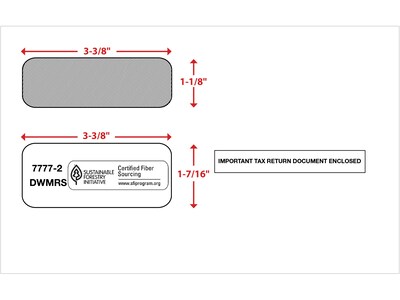 ComplyRight Self Seal Security Tinted Double-Window Tax Envelopes, White, 25/Pack (7777225)
