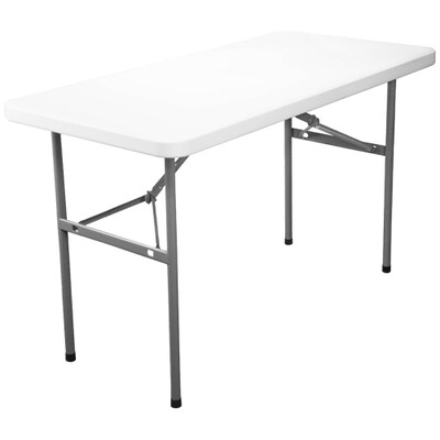 Advantage 4 ft. Rectangular White Plastic Folding Table (ADV2448-WHITE)