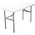 Advantage 4 ft. Rectangular White Plastic Folding Table (ADV2448-WHITE)