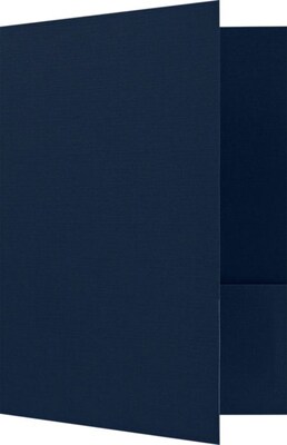 LUX 9 x 12 Presentation Folders, Standard Two Pocket, Dark Blue Linen 10/Pack (PF-DBLI-10)