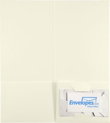 LUX 4 x 9 Mini Folders, Two Pockets, Natural White Linen, 25/Pack (49F-NLI-25)