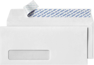 LUX Peel & Seel® Self Seal #10 Window Envelope, 4 1/2 x 9 1/2, White, 50/Pack (75761-50)