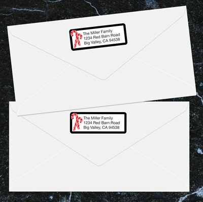 Great Papers Candy Cane Christmas Address Label, White/Red/Black, 120/Pack (2021101)