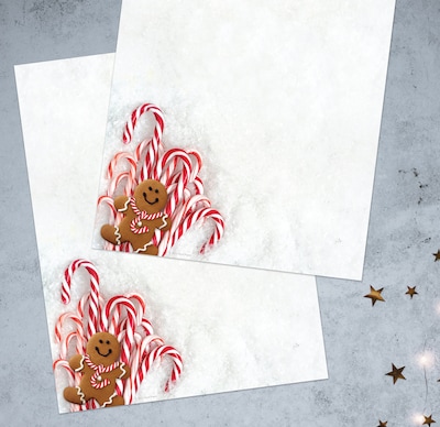 Great Papers Winter Gingerbread Cookies and Candy Cane Christmas Letterhead, Multicolor, 50/Pack (2021106)