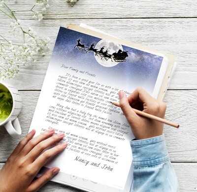 Great Papers Moonlight Santa with Sleigh and Reindeer Christmas Letterhead, White/Blue/Black, 50/Pack (2021107)
