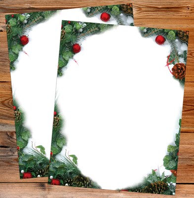 Great Papers Pine and Pearl Christmas Letterhead, Multicolor, 50/Pack (2021112)