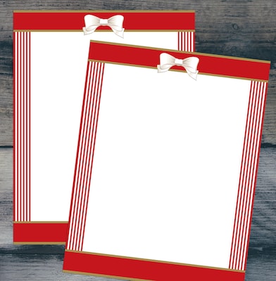 Great Papers Red Ribbon with Bow Holiday Letterhead, Red/White, 50/Pack (2021113)